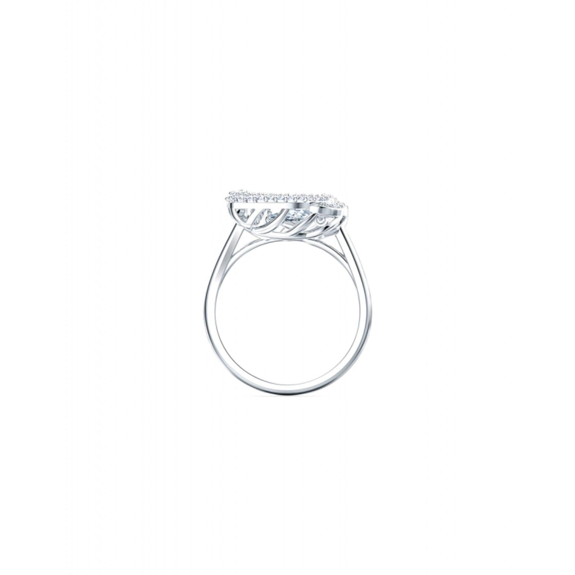 Swarovski Women's Ring - Dancing Swan Rhodium Plated and Crystal, Size 6.75 | 5520712