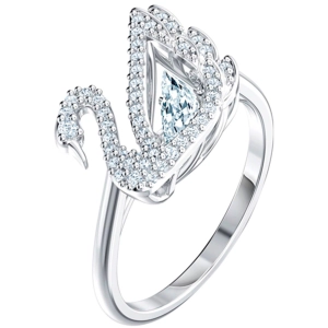 Swarovski Women's Ring - Dancing Swan Rhodium Plated and Crystal, Size 6.75 | 5520712