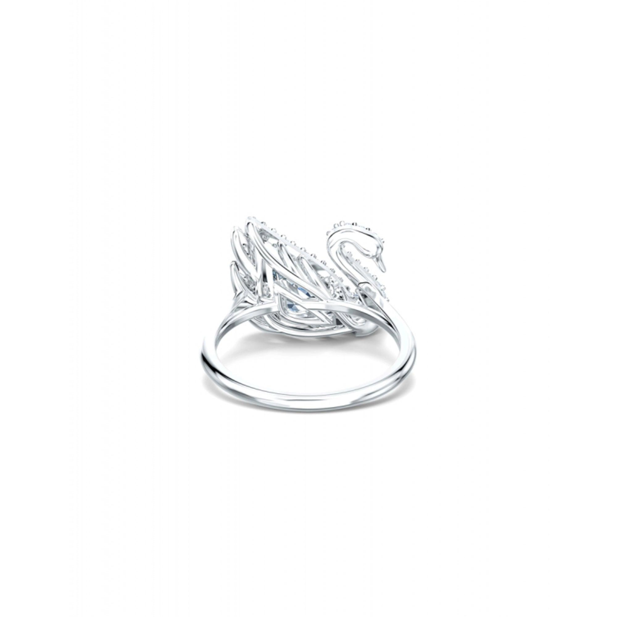Swarovski Women's Ring - Dancing Swan Rhodium Plated and Crystal, Size 6.75 | 5520712