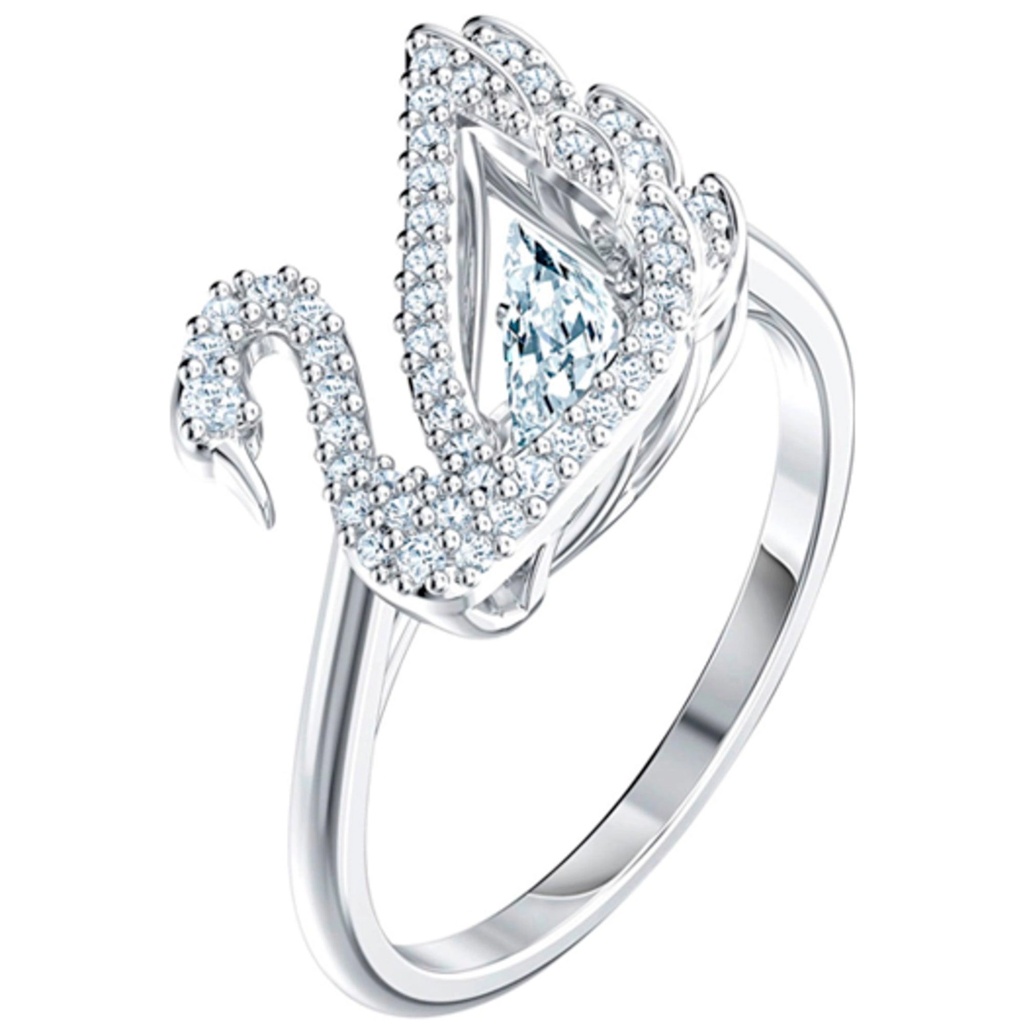 Swarovski Women's Ring - Dancing Swan Rhodium Plated and Crystal, Size 6.75 | 5520712