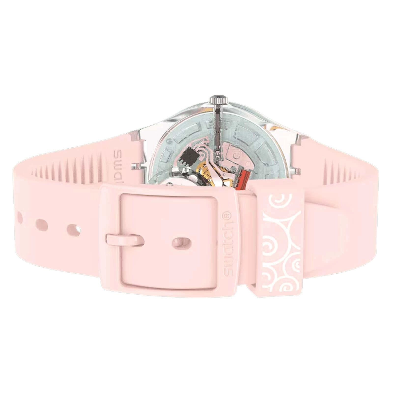 Swatch Women's Watch - Akita Inu Quartz Orange, White and Pink Dial Strap | GE279