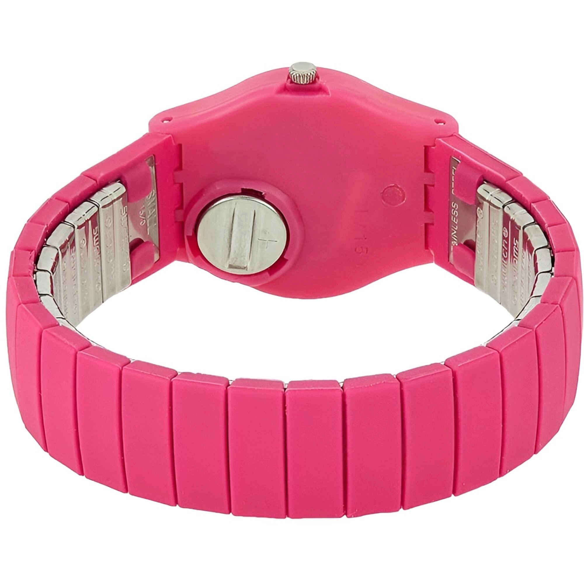 Swatch Women's Watch - Flexipink Quartz Pink Dial Steel Expansion Bracelet | LP149B