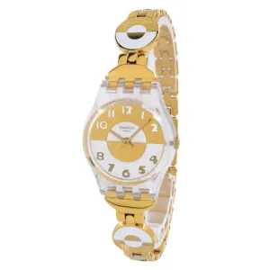 Swatch Women's Watch - Masterglam Quartz Silver and Gold Tone Dial Bracelet | LK369G