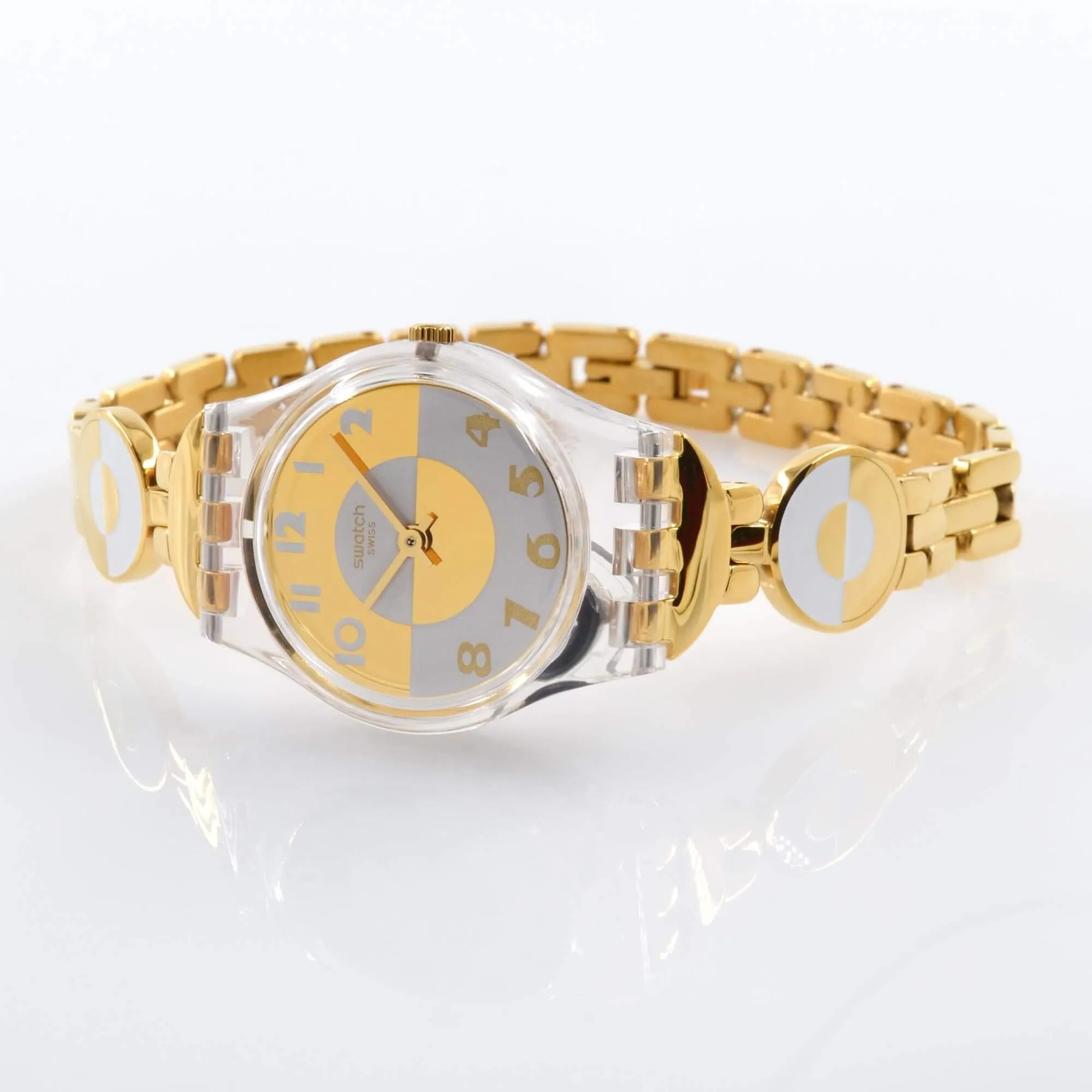 Swatch Women's Watch - Masterglam Quartz Silver and Gold Tone Dial Bracelet | LK369G