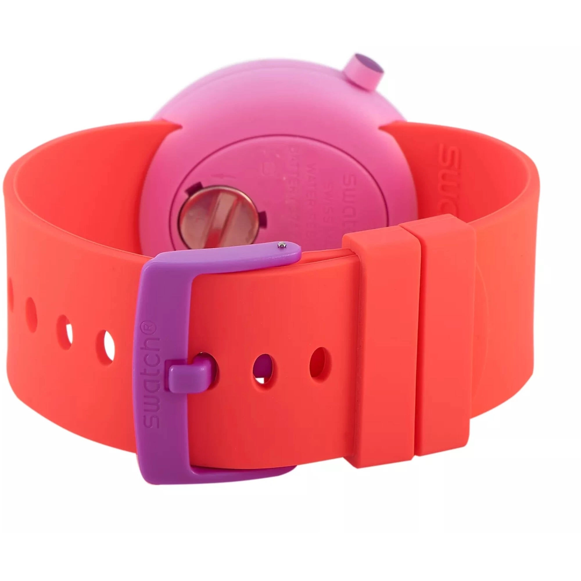 Swatch Women's Watch - Popalicious Quartz White Dial Orange Silicone Strap | PNP100