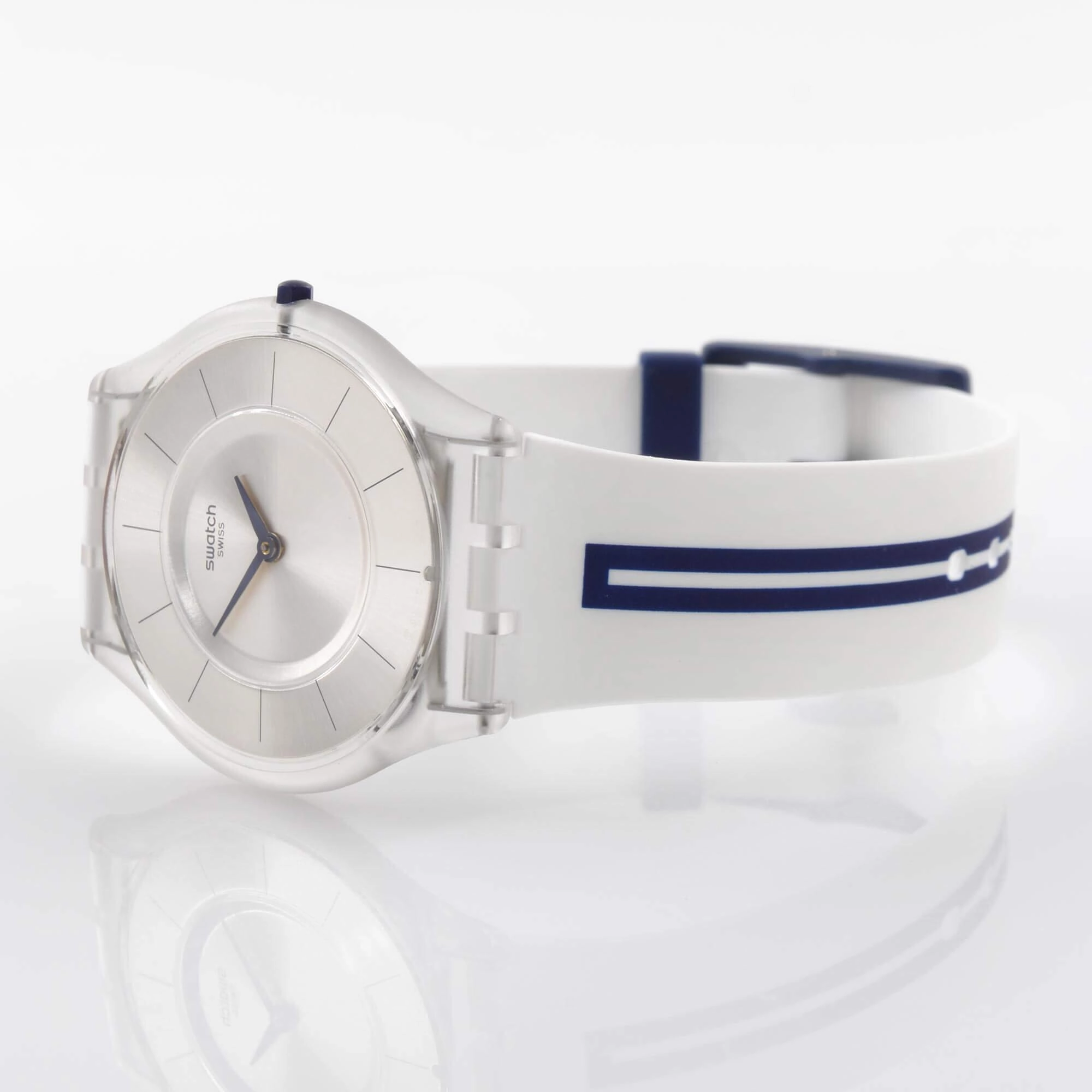 Swatch Women's Watch - Time to Swatch Mediolino Silver Dial Rubber Strap | SFE112