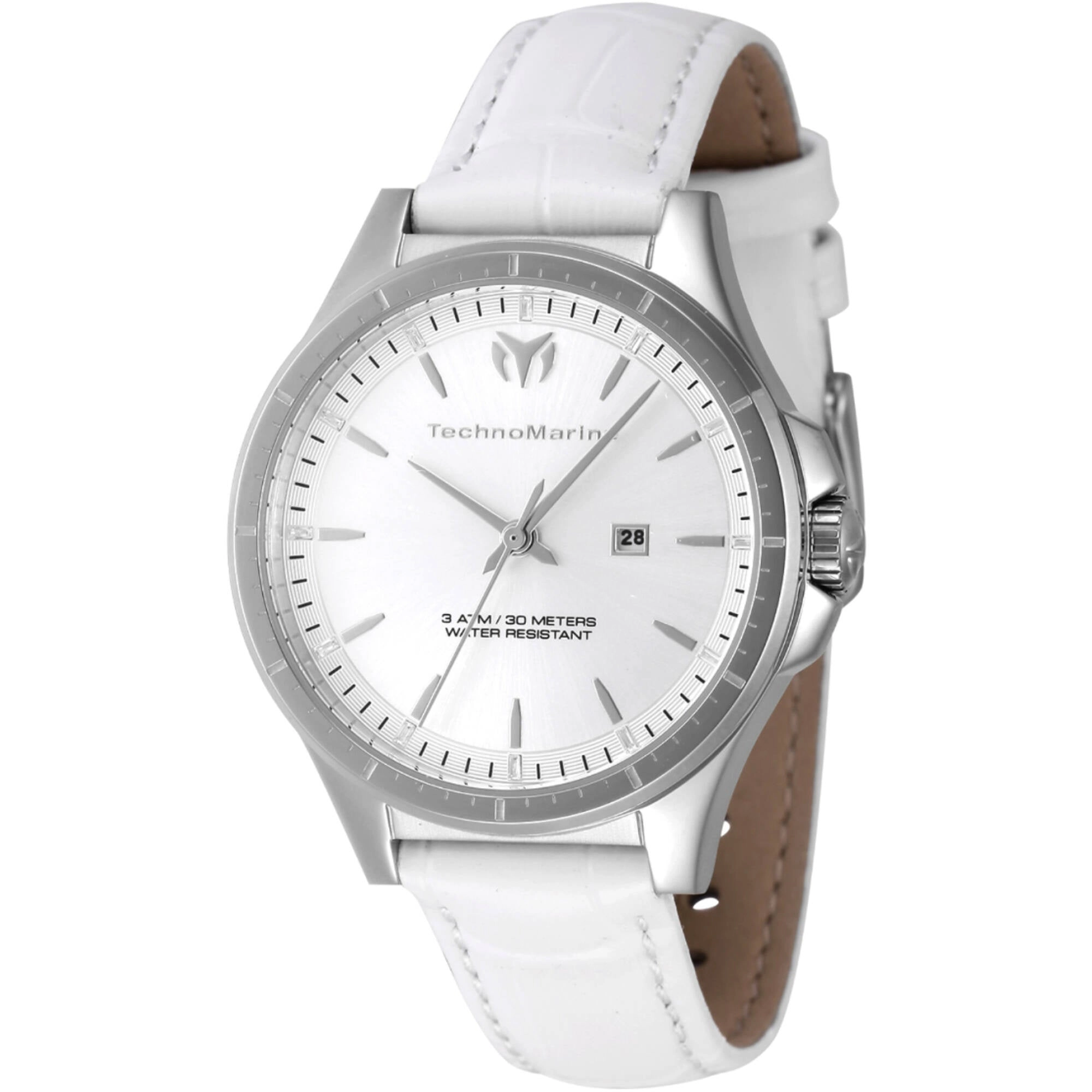 Technomarine Women's Watch - MoonSun Quartz Silver Tone Dial White Strap | TM-822039