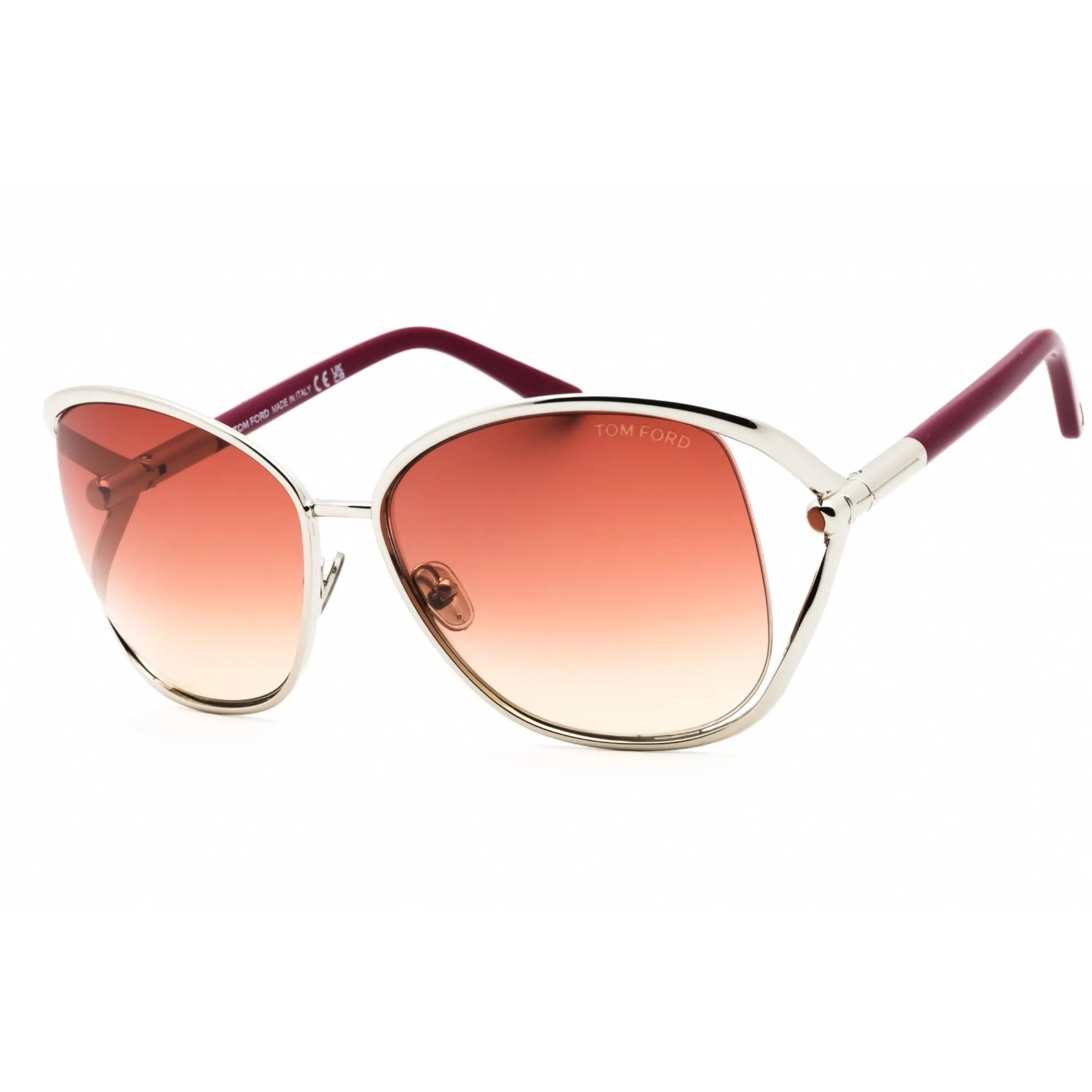 Tom Ford Women's Sunglasses - Shiny Palladium Metal Full Rim Oversized | FT1091 16T