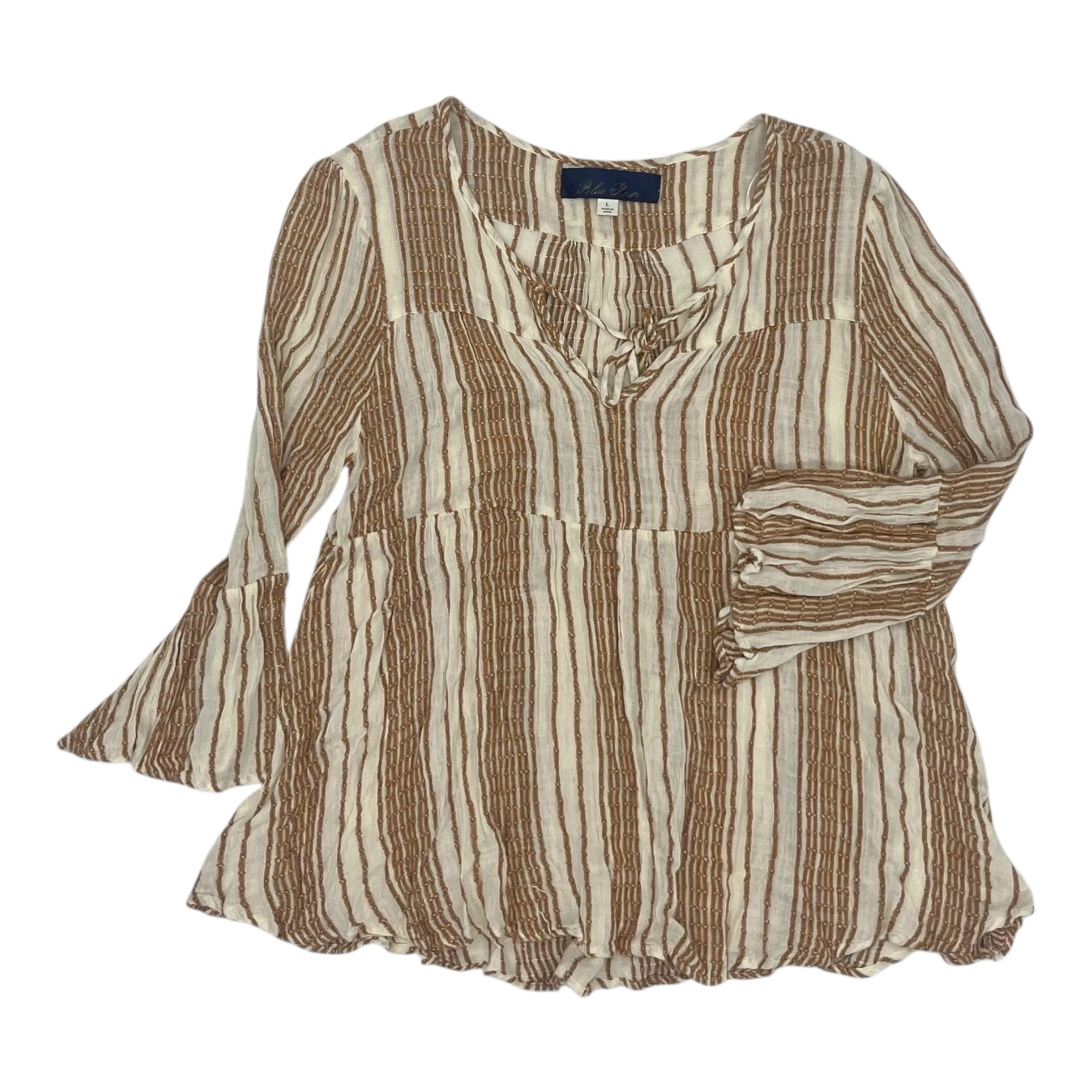 Top 3/4 Sleeve By Blue Rain In Tan, Size:L