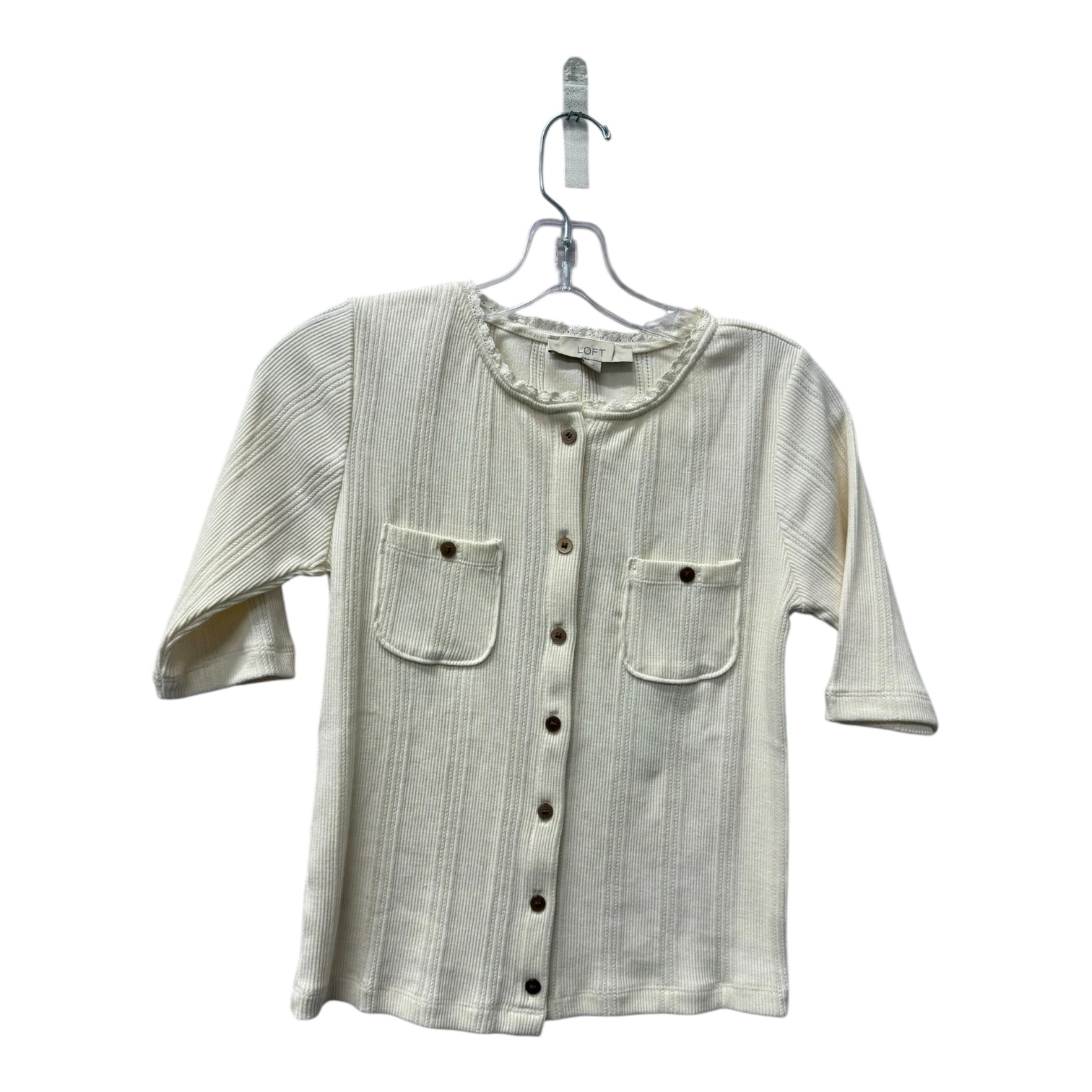 Top 3/4 Sleeve By Loft In Cream, Size:S