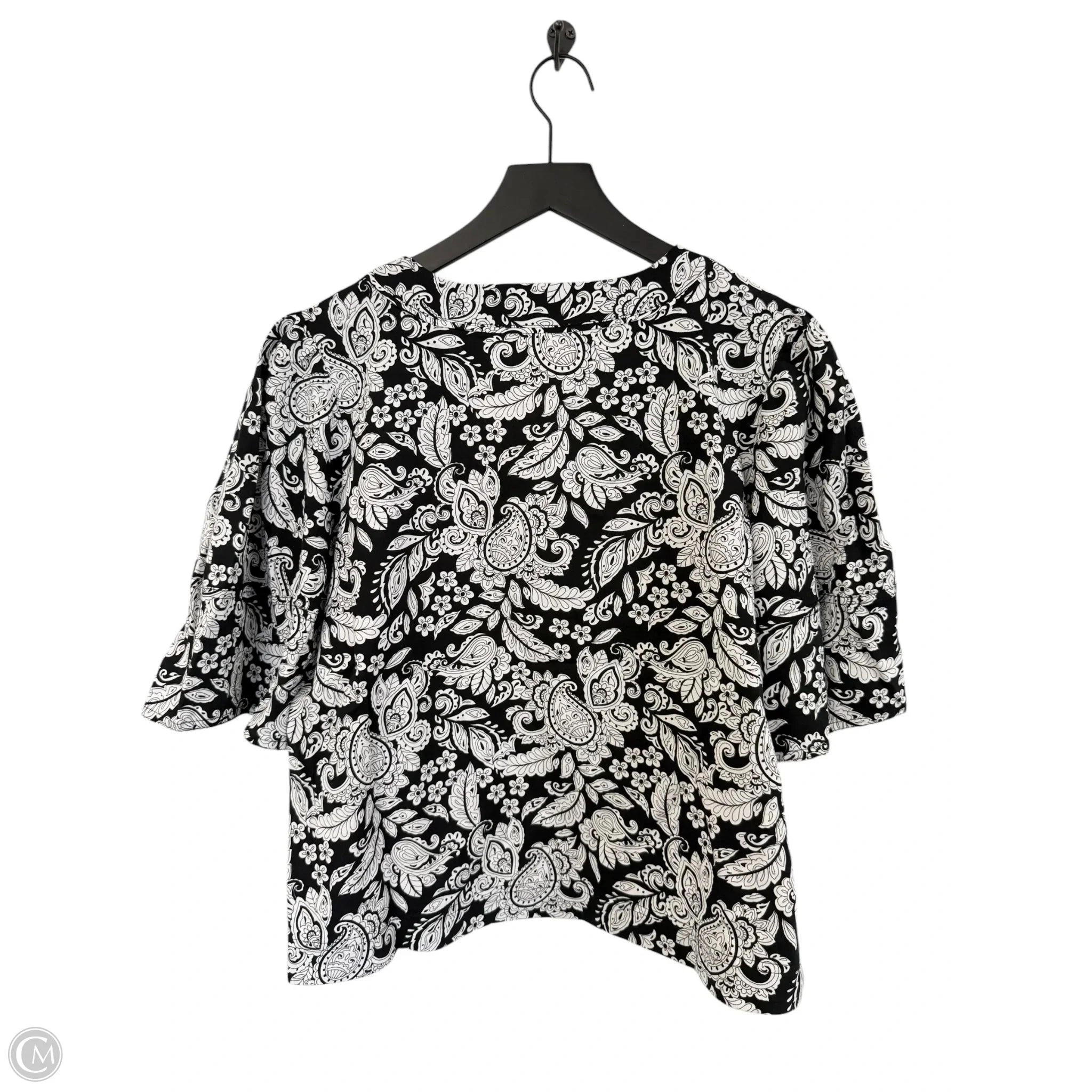 Top Short Sleeve By Loft In Black & White, Size: L