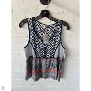 Top Sleeveless By Hem & Thread In Blue & White, Size: L