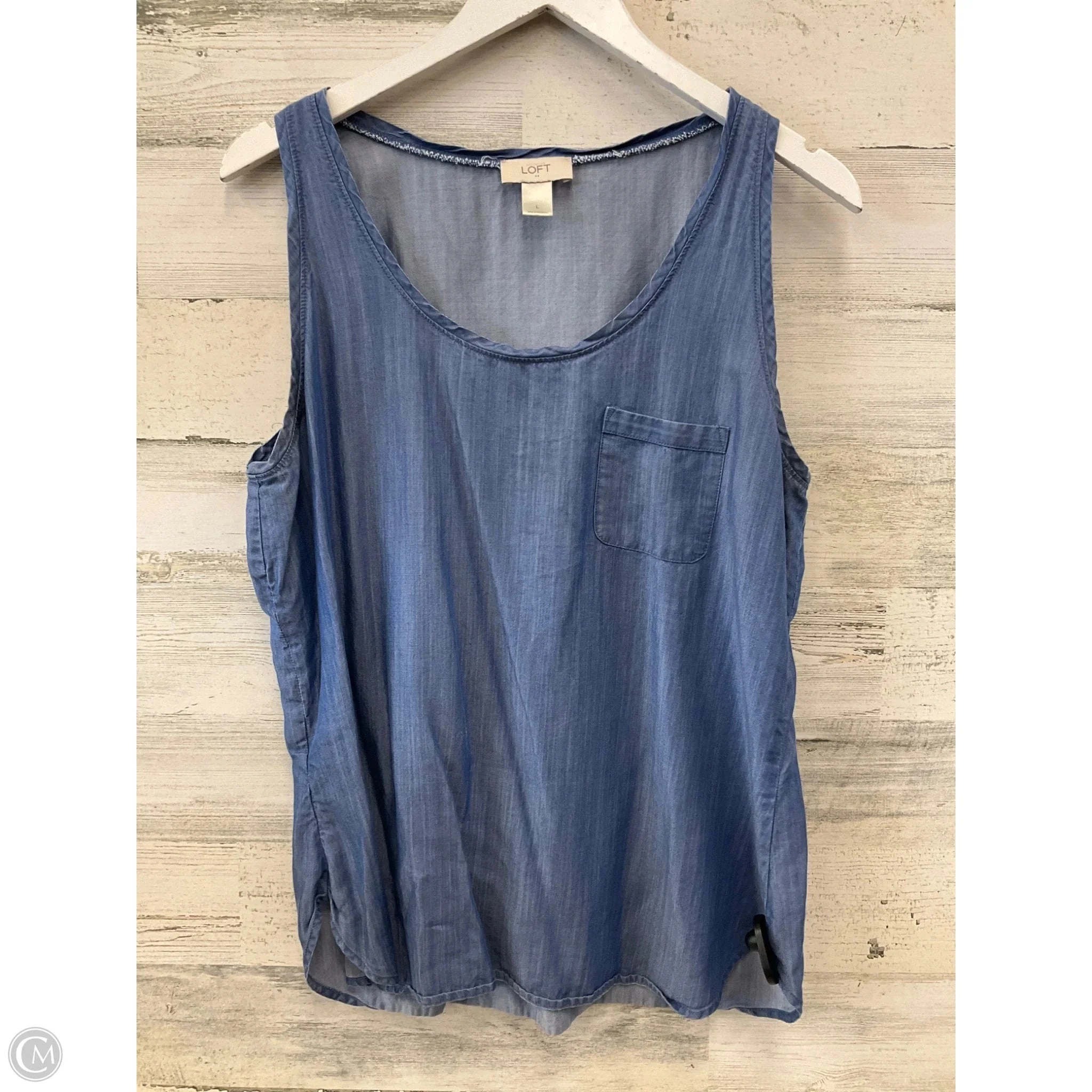 Top Sleeveless By Loft In Blue, Size: L