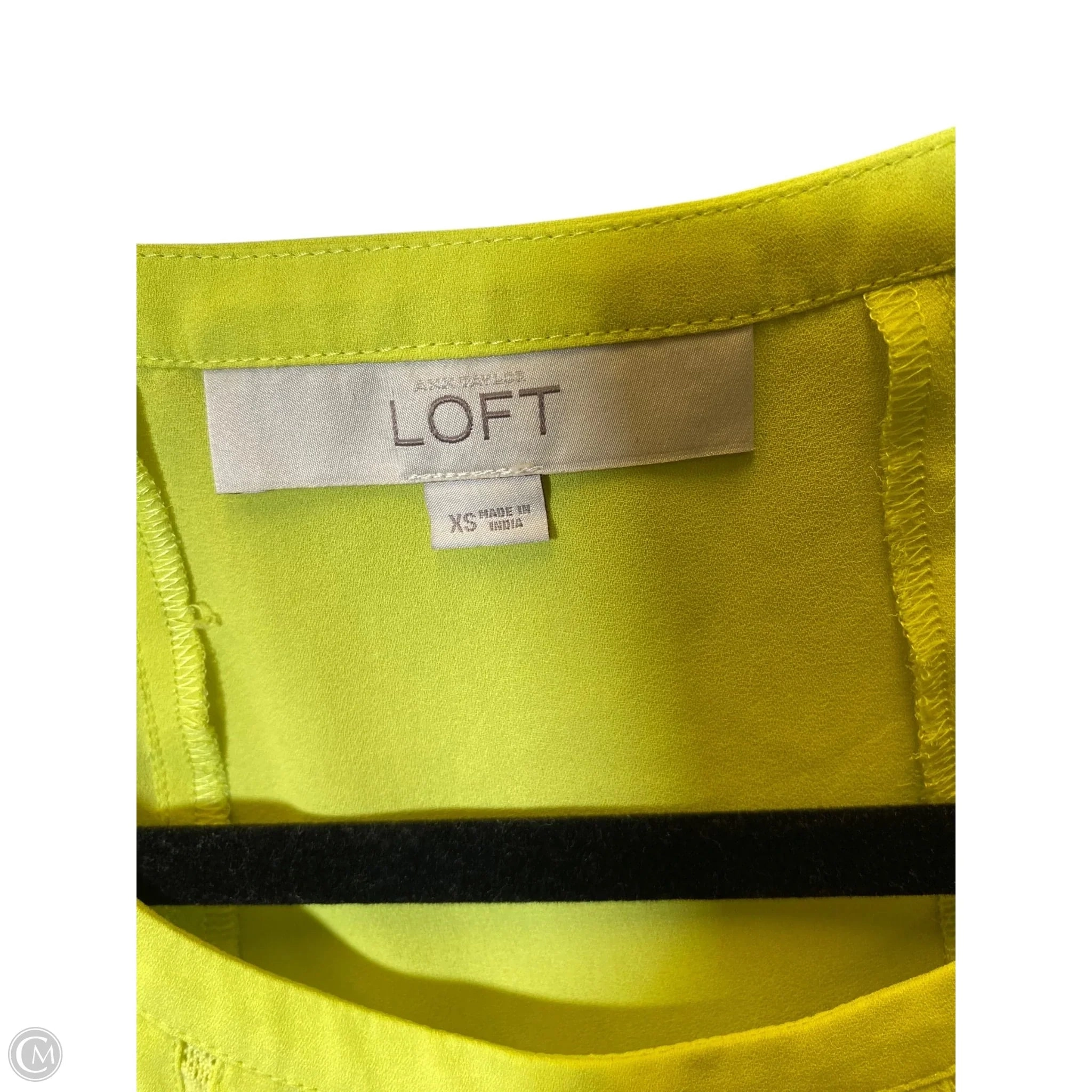 Top Sleeveless By Loft In Chartreuse, Size: Xs