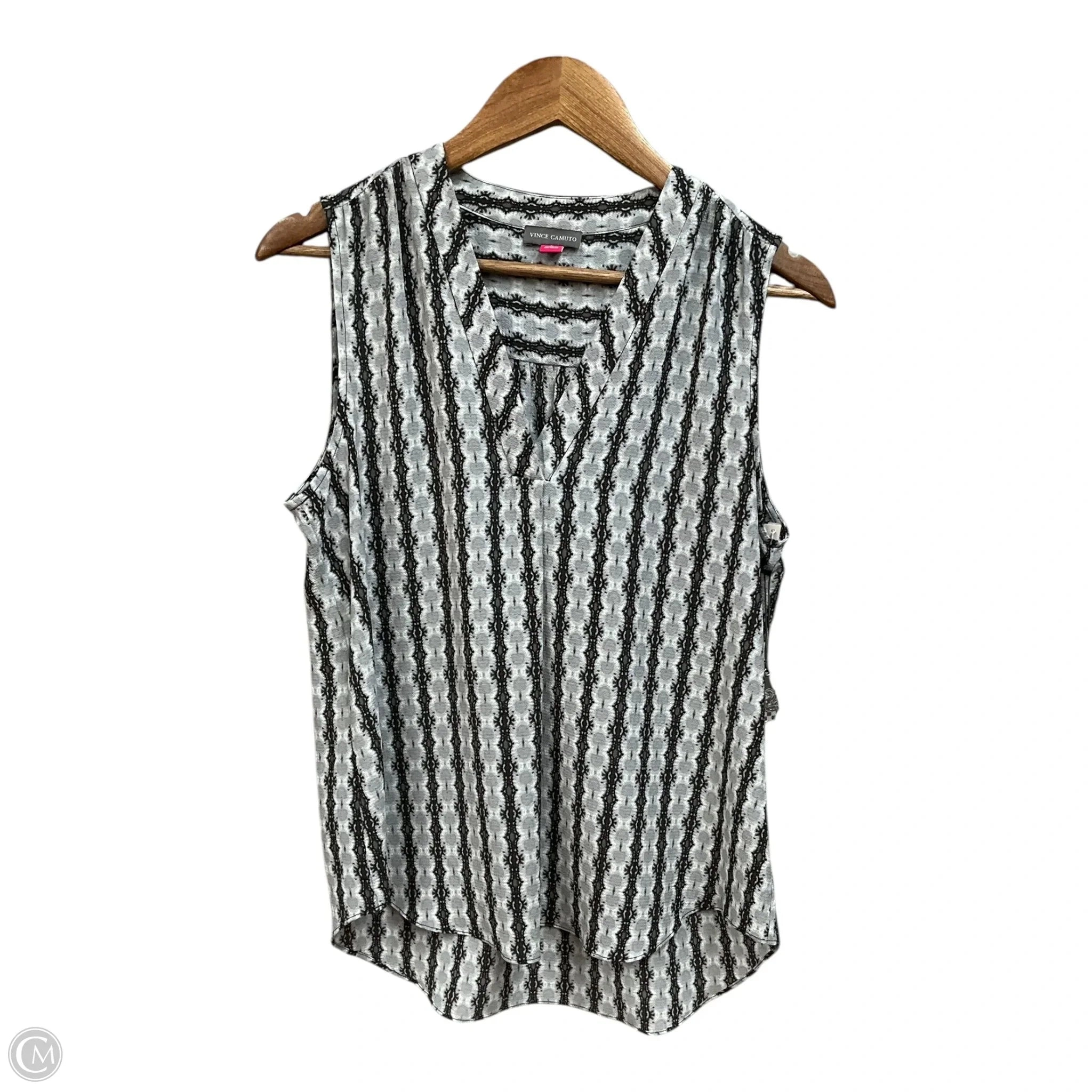 Top Sleeveless By Vince Camuto In Black & Grey, Size: L