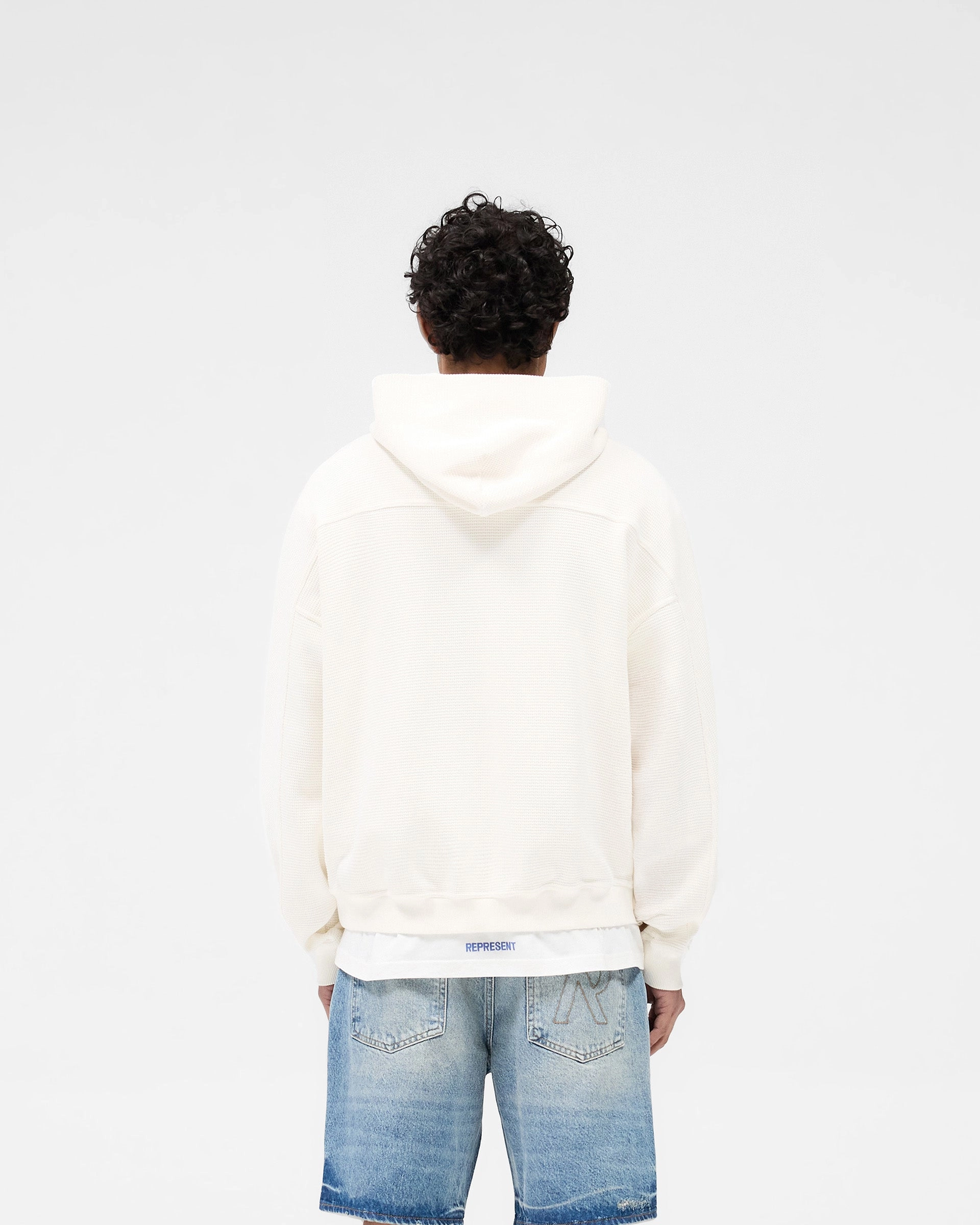 Waffle Zip Through Hoodie - Flat White