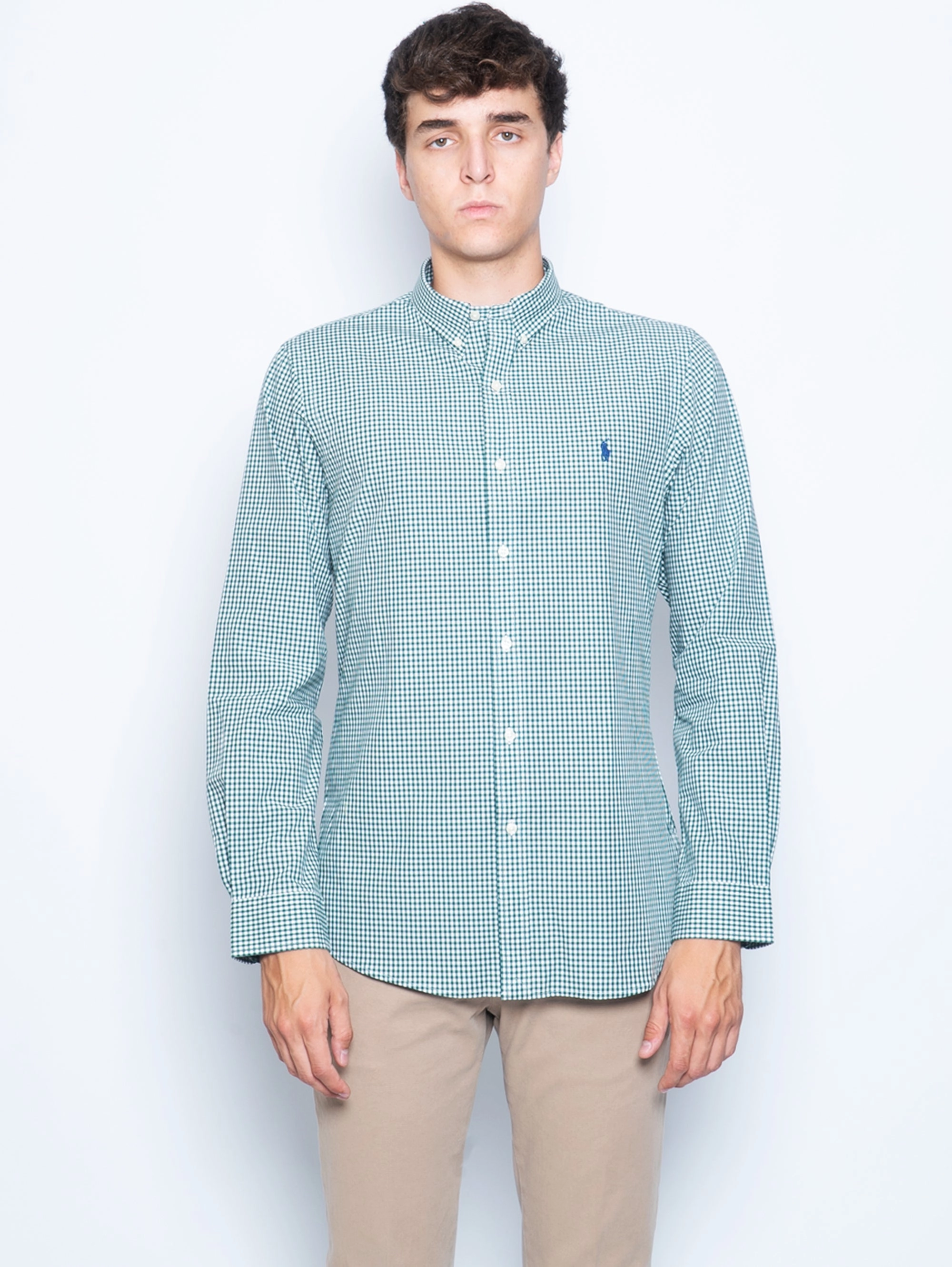 White/Green Checkered Shirt