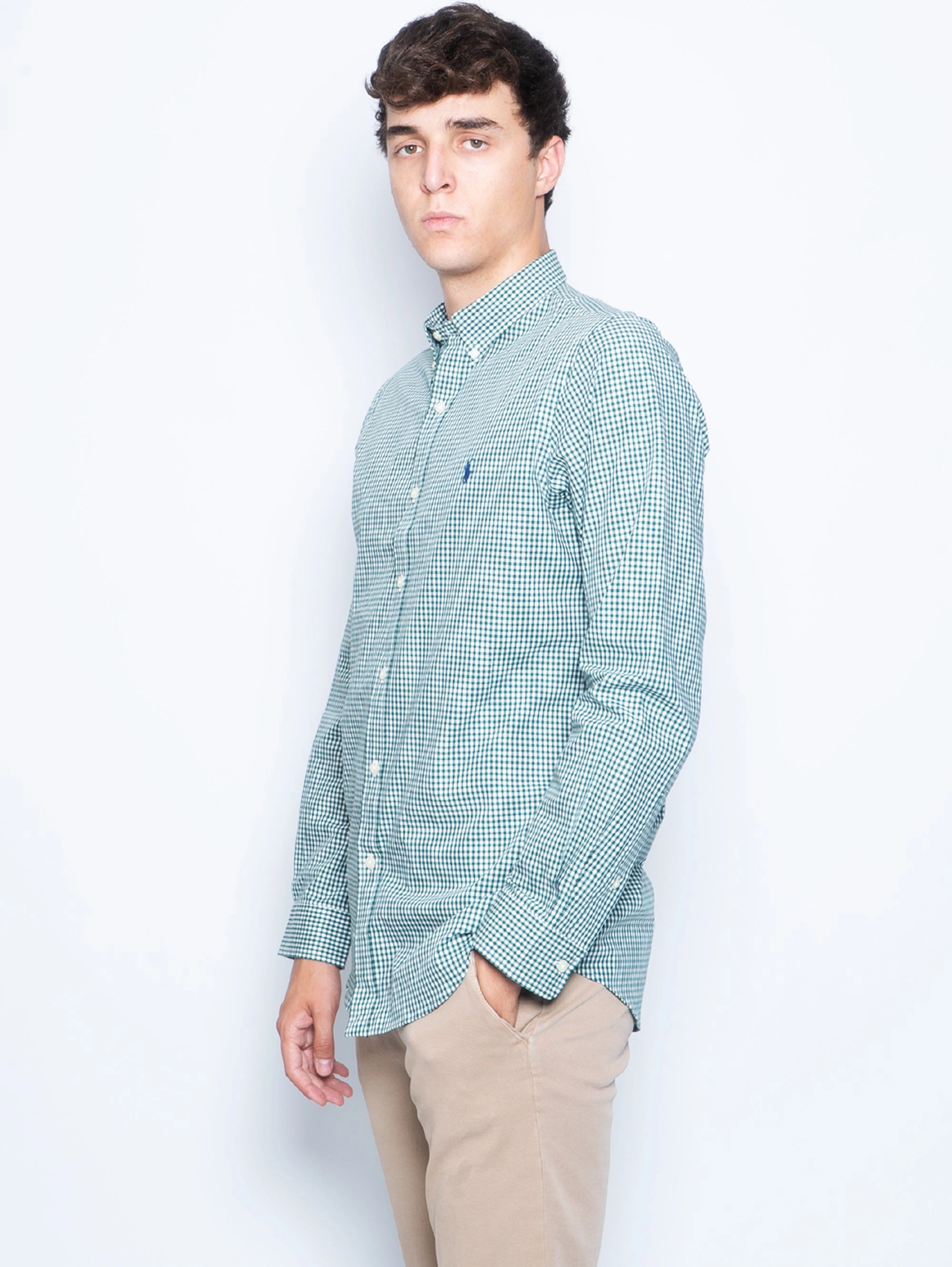 White/Green Checkered Shirt