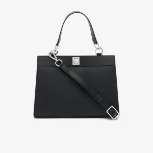 Women's Piqué-Effect Canvas Purse Black