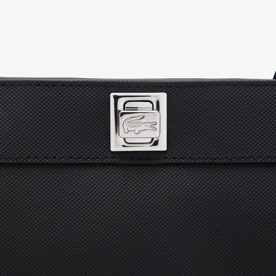 Women's Piqué-Effect Canvas Purse Black