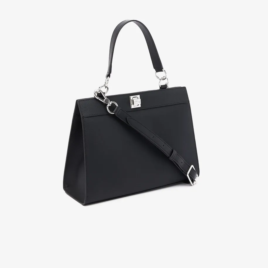 Women's Piqué-Effect Canvas Purse Black