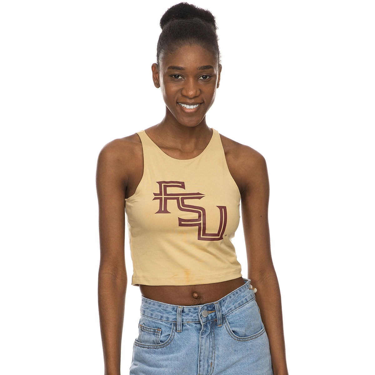 ZooZatz's Women's Stacked FSU Crop Tank - Gold